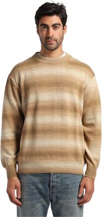 President's Gestreepte Crew Neck Top met Verloop - Heren - Ronde hals truien - Beige - L - Katoen - Truien & Vesten