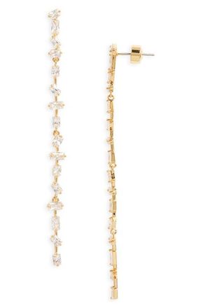 Nordstrom Dainty Mixed Cubic Zirconia Linear Drop Earrings in Clear- Gold at Nordstrom