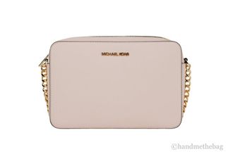 Michael Kors Michael Kors Adult Saffiano Leather East West Crossbody Handbag With 2 Slit Pockets, Womens Blush
