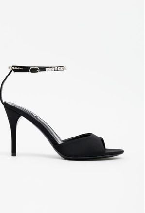 Mi-Mai Flavia Satin Crystal Heeled Sandals in Black at Nordstrom, Size 10