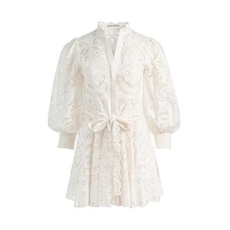 Alice & Olivia Lucy Mini Overhemdjurk - Dames - Shirt Kleedjes - Wit - XS - Katoen - Kleedjes