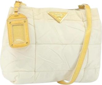 Prada Pre-owned Shoulder Bags, female, Beige, Size: ONE SIZE Pre-owned Vintage Nylon Shoulder Bag