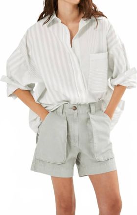 Rabens Saloner Bobbie Striped Oversized Button Down Shirt In Dirty Chalk Stripe