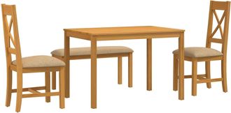 vidaXL Conjunto De Comedor 4 Uds. Beige Madera De Roble S&oacute;lido Vidaxl