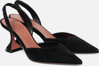 Amina Muaddi Womens Holli 70 Slingback Pump In Black Suede