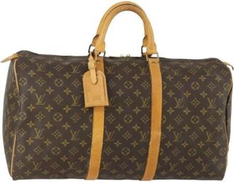 Louis Vuitton Pre-owned Weekend Bags, female, Brown, Size: ONE SIZE Pre-owned Canvas Weekend Bag