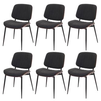 Hhg Nunca Usado] Juego De 6 Sillas De Comedor Hhg 203, Silla De Cocina Silla, Tejido De Madera Curvada (370 G/m&sup2;) Oeko-tex Mvg, Aspecto Nogal, Gris Oscuro