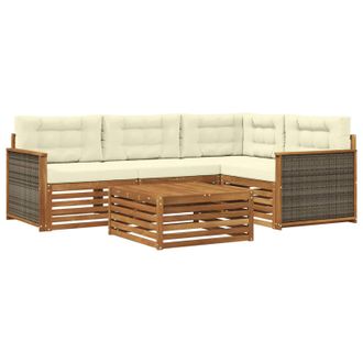 vidaXL Conjunto De Sof&aacute;s De Exterior Con Coj&iacute;n 5 Pcs Natural Y Crema Vidaxl