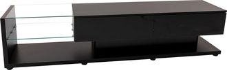 STILVORA Mueble Tv Con 2 Cajones, 2 Estantes De Vidrio Y Led Multicolor, Negro Brillo, 170&times;36&times;38 Cm, En Tablero De Part&iacute;culas