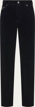 Ferragamo Men Corduroy five-pocket trousers Black