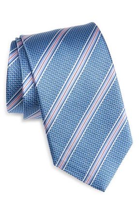 David Donahue Stripe Silk Jacquard Tie in Navy at Nordstrom
