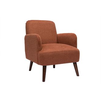 Miliboo Miliboo - Sill&oacute;n Escandinavo De Terciopelo Texturizado En Color Tierra Quemada Y Madera Oscura Isko