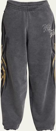 Balenciaga Mens Terry Metallic Tattoo Flare Sweatpants