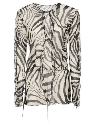 Iro White Trecy Sheer Zebra Blouse