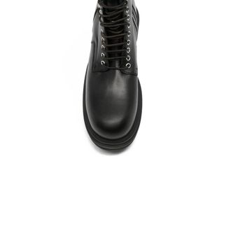 Rick Owens Lace-Up Platform Calf Leather Combat Boot - Black