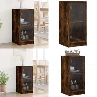 vidaXL Mobile con Ante in Vetro Rovere Fumo 35x37x75,5 cm - Ante in vetro - Mobili moderni