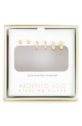 Argento Vivo Pack of 3 Assorted Stud & Hoop Earrings in Gold at Nordstrom Rack