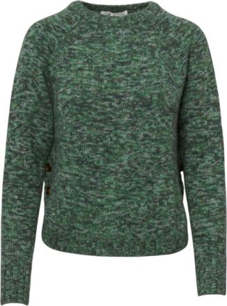 Autumn Cashmere Womens Tweed Buttoned Shirttall Sweater In Green