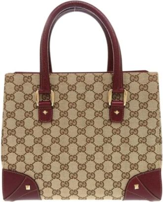 Gucci Pre-owned Tote Bags, female, Beige, Size: ONE SIZE Pre-owned Canvas gucci-bags
