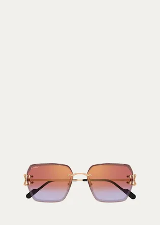 Cartier Motifs De Cartier 58MM Platinum-Plated Butterfly Sunglasses