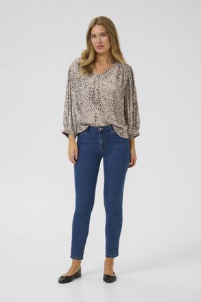Kaffe Blouse met lange mouwen Baggy fit Abstract Leopard