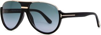 Tom Ford Aviator-style Sunglasses Black, Graduated Lenses, Gold-tone Hardware, 100% UV Protection