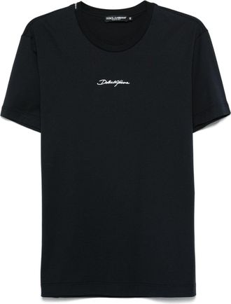 Dolce & Gabbana logo-embroidered T-shirt - Blue