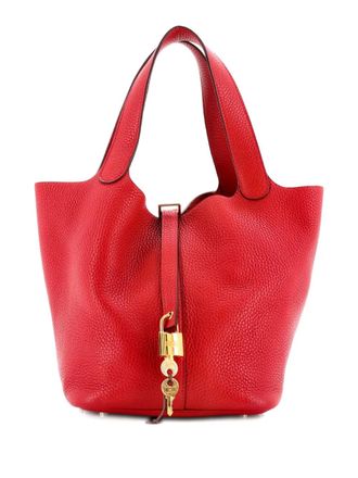 Herm&egrave;s Picotin Lock Bag Clemence MM bucket bag - Red