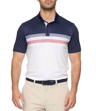 FAIRFAX & FAVOR Mens Stretch Golf Polo Shirt In Navy/red/white