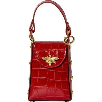 Persaman New York Mini Bee Croc Embossed Top-Handle Bag in Red at Nordstrom Rack