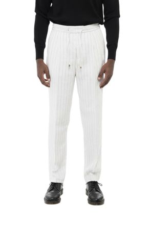 Brunello Cucinelli White Regular Stripes Trousers