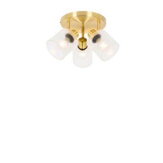 QAZQA Qazqa Art D&eacute;co Foco De Techo Dorado Con Cristal 3 Luces Regulable Redondo - Laura Vidrio /acero Redonda Adecuado Para Led Max. 3 X 40 Watt