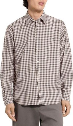 Theory Weekend Park Check Flannel Button-Up Shirt in Morel Multi at Nordstrom, Size Xx-Large