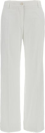 Alberto Biani White Wide-Leg Pressed Crease Pants