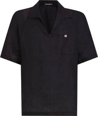 Dolce & Gabbana Tops, Heren, Zwart, M, Katoen, Casual Katoenen T-Shirt in Zwart