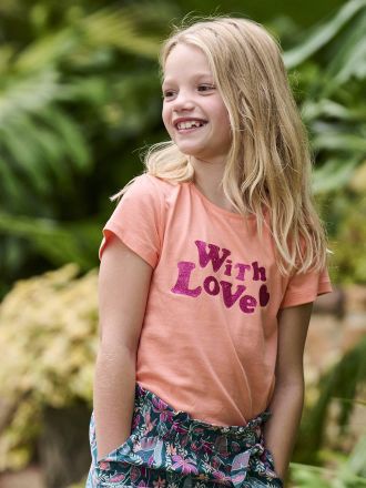 Vertbaudet Mädchen T-Shirt mit Print BASIC Oeko-Tex koralle