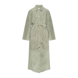 Sams&oslash;e & Sams&oslash;e Leather Jackets, female, Green, Size: XS Sarae Coat