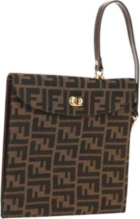 Fendi Pre-owned Shoulder Bags, female, Brown, Size: ONE SIZE Pre-owned Canvas Shoulder Bag