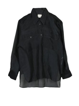 Khaite Black Oversized Silk Shirt