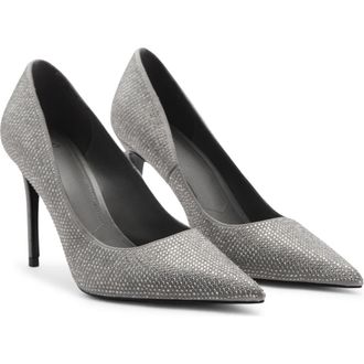 Mango Rhinestone Heel Pump in Silver at Nordstrom, Size 6.5Us