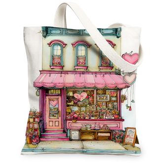 Generic Vintage Floral Canvas Tote Bags, Artistic Heart Shop Design Reusable Grocery Bags, Summer Lightweight Washable Shoulder Str, White, 13x15 Inch