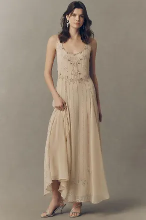 Rixo Silvanna Scoop-Neck Beaded Maxi Dress