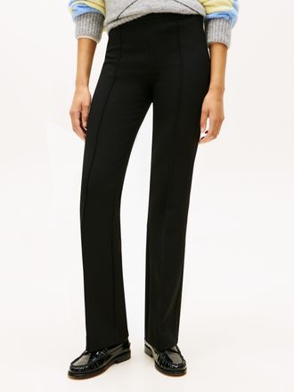 Tommy Hilfiger Anzughose TOMMY HILFIGER PUNTO KICK FLARE PANT, Damen, Gr. 38, N-Gr, schwarz, Web, Obermaterial: 68% Polyester, 28% Viskose, 4% Elasthan, unifarben, r