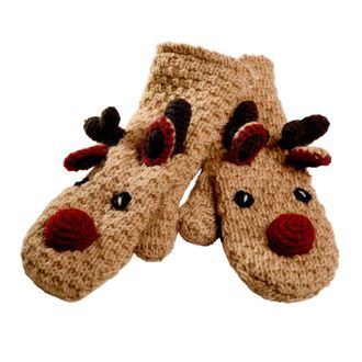 Nirvanna Designs Crochet Reindeer Mittens in Brown at Nordstrom, Size Medium