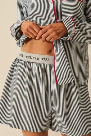 Stripe and Stare Ecovero Pyjama Shorts in Midnight Stripe at Nordstrom, Size X-Small Uk