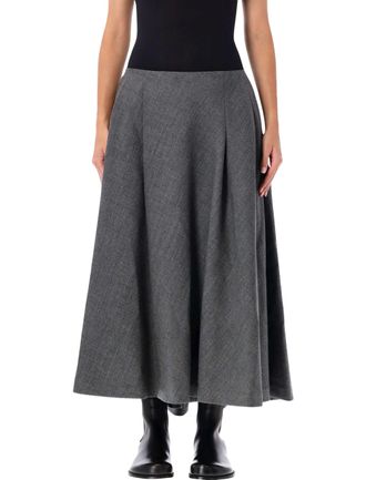 Ami Maxi Skirt with Trapezoid Silhouette and Gros-Grain Detail