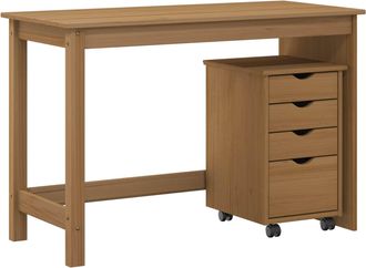 vidaXL Juego De Escritorio Y Gabinete 2 Uds. Marr&oacute;n Miel Vidaxl