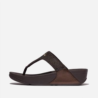FitFlop Womens Lulu Crystal Toe-Post Sandals In Metallic Chocolate Brown
