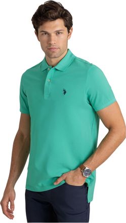 U.S.Polo Association Mens Solid Pique Polo Shirt, Aqua Teal, XXL
