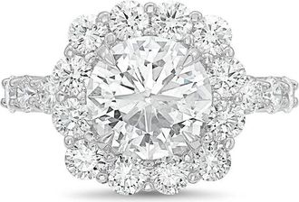 Diana M. Jewels 14kt white gold 4.00cts Lab-Grown Round Diamond Halo Ring with Diamond Band
